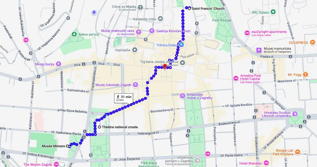 Itinéraire dans Zagreb jour 2