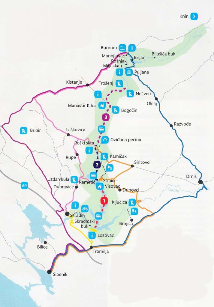 Carte du parc national de Krka