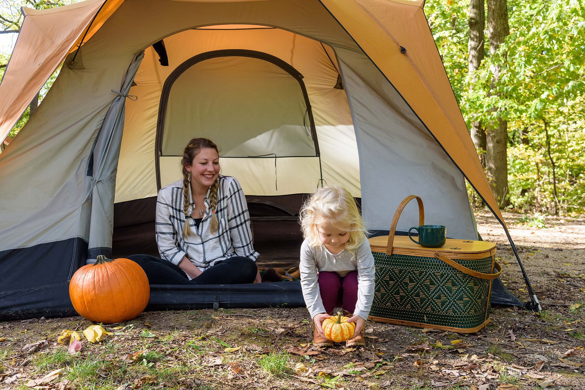 camping en famille en automne