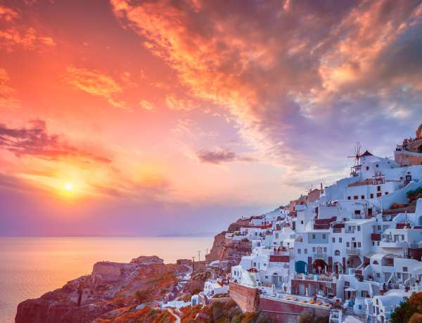 visiter szantorin en 3 jours : coucher de soleil sur Oia
